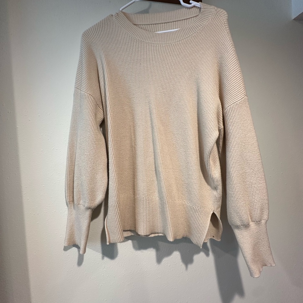 Chic Cream Crew Neck Sweater for Women